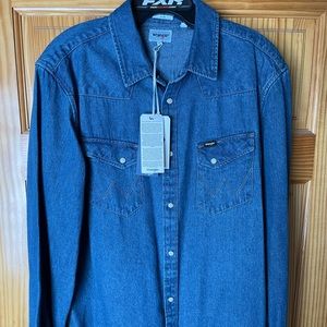 Wrangler Pearl Snap Denim Long Sleeve Shirt XL NWT